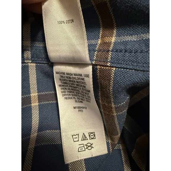 Cabela’s Plaid Button Front Shirt Size L Blue Brown READ - Picture 6 of 6